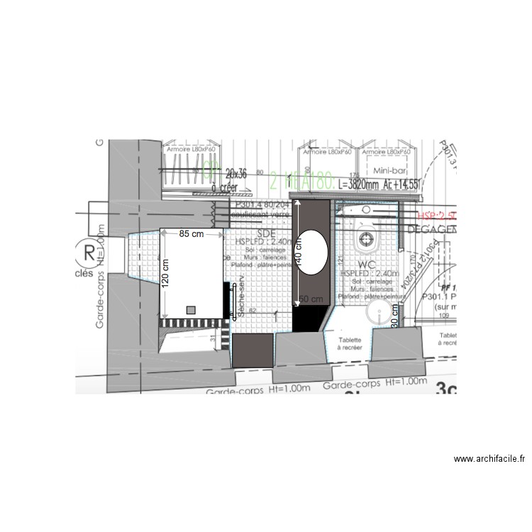 sdb 1. Plan de 0 pièce et 0 m2