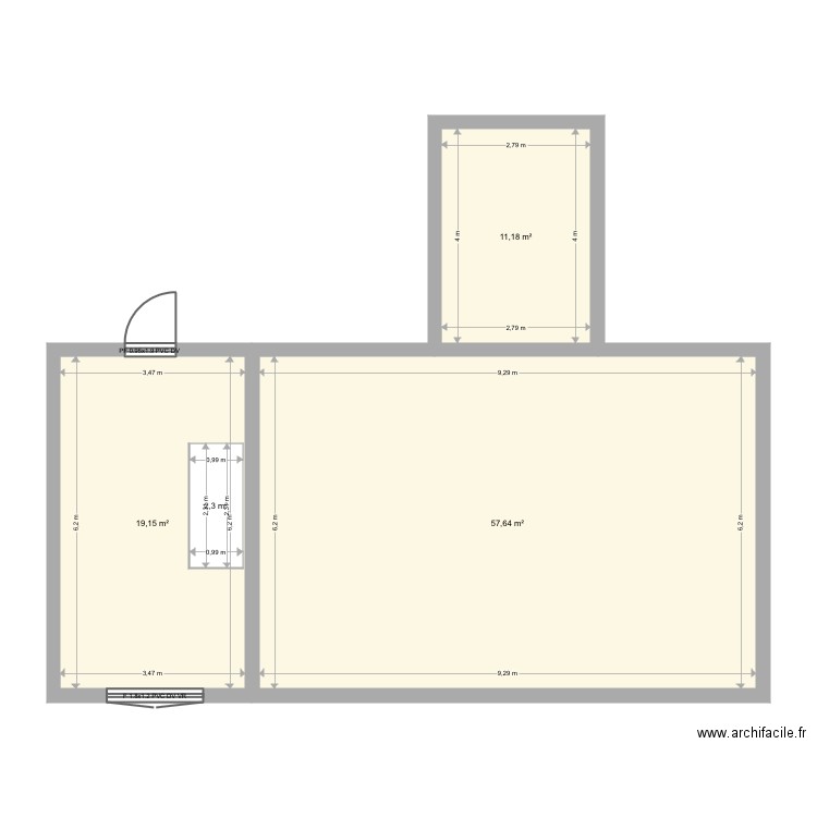 Racot. Plan de 4 pièces et 93 m2