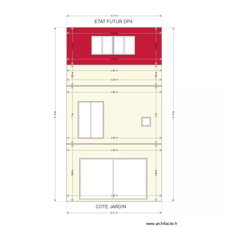Plans facade Marquette APRES DP4. Plan de 