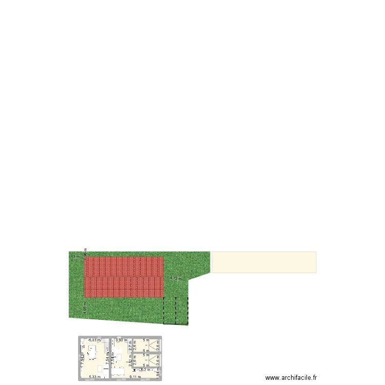 Plan brut rdc. Plan de 4 pièces et 106 m2