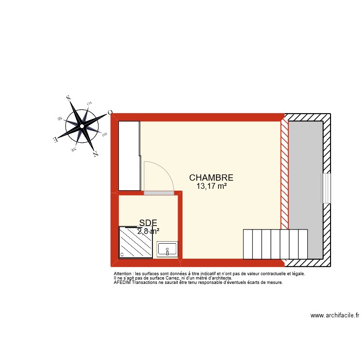 BI 9921 étage 2 niveau 2. Plan de 3 pièces et 19 m2