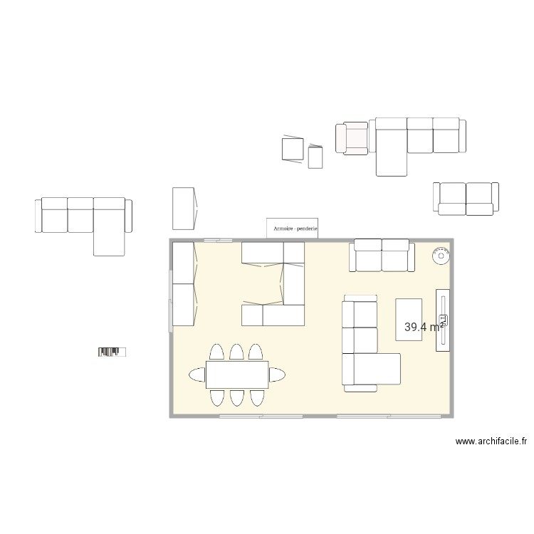 Cuisine salon. Plan de 0 pièce et 0 m2