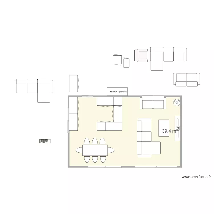 Cuisine salon. Plan de 