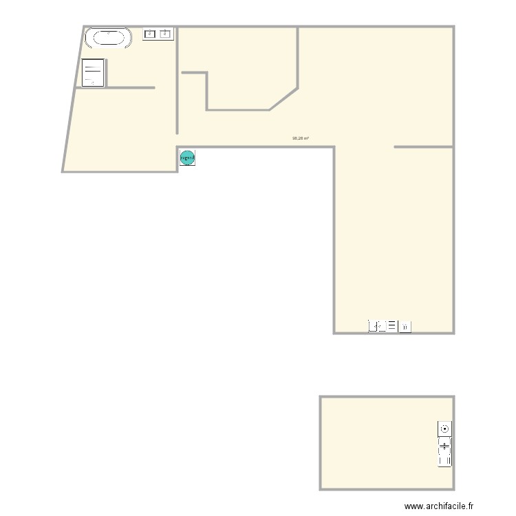 jousseaume ass 1196. Plan de 2 pièces et 115 m2