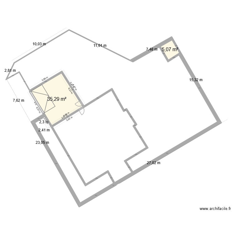 Plan de masse projet Paris Moquillon Raon l'Etape. Plan de 2 pièces et 40 m2