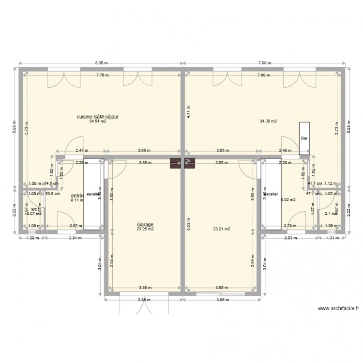 maison 2 garages avancés RdC. Plan de 0 pièce et 0 m2