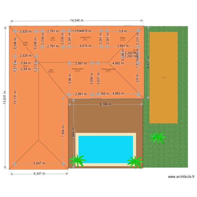 Nouveau projet nouveau avec garage v4. Plan de 9 pièces et 220 m2