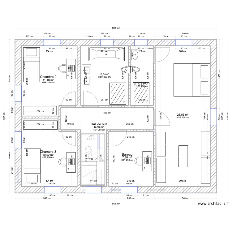 Maison. Plan de 13 pièces et 155 m2