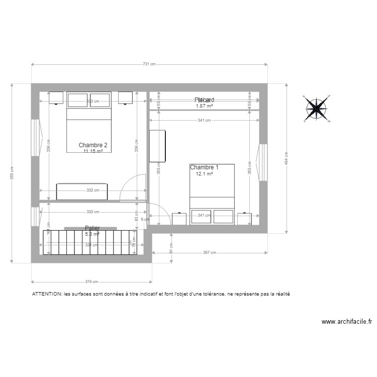 BI 1638 1er étage coté. Plan de 0 pièce et 0 m2