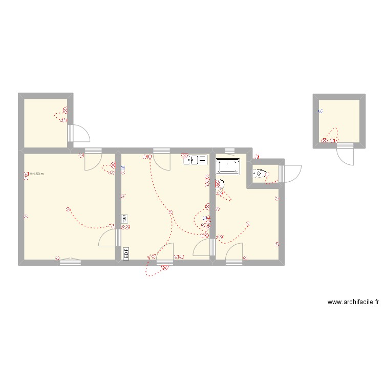 COURANT. Plan de 6 pièces et 65 m2