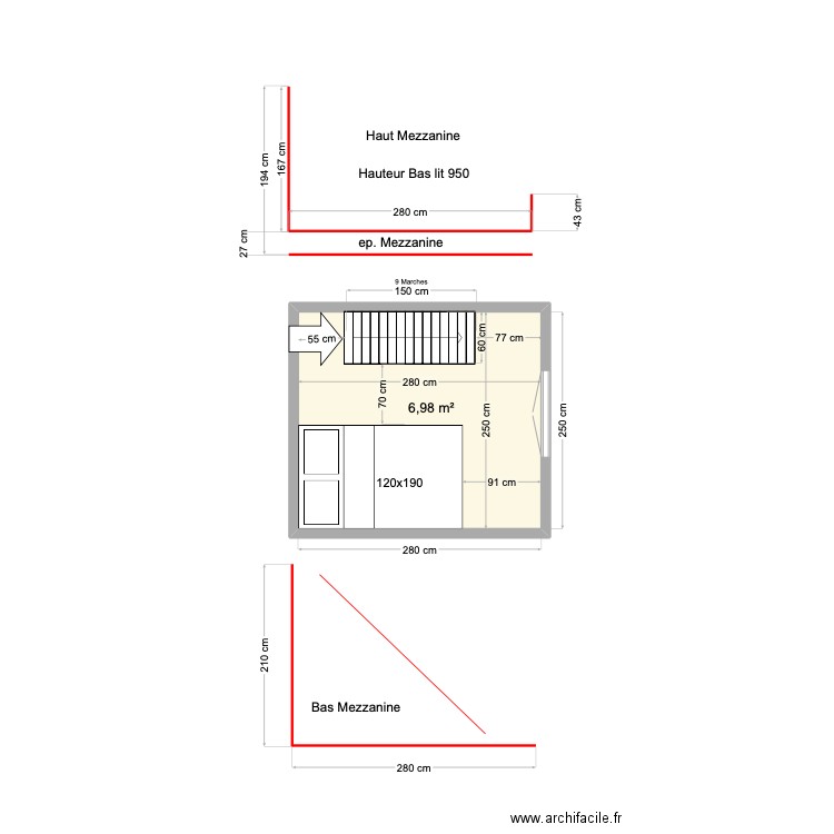 MADEC. Plan de 1 pièce et 7 m2