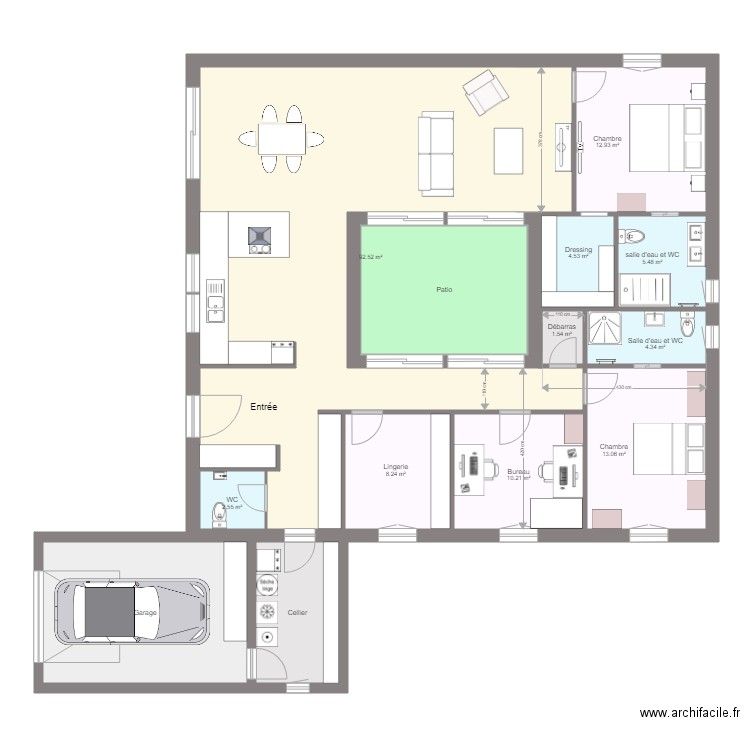 Maison carrée v2. Plan de 0 pièce et 0 m2