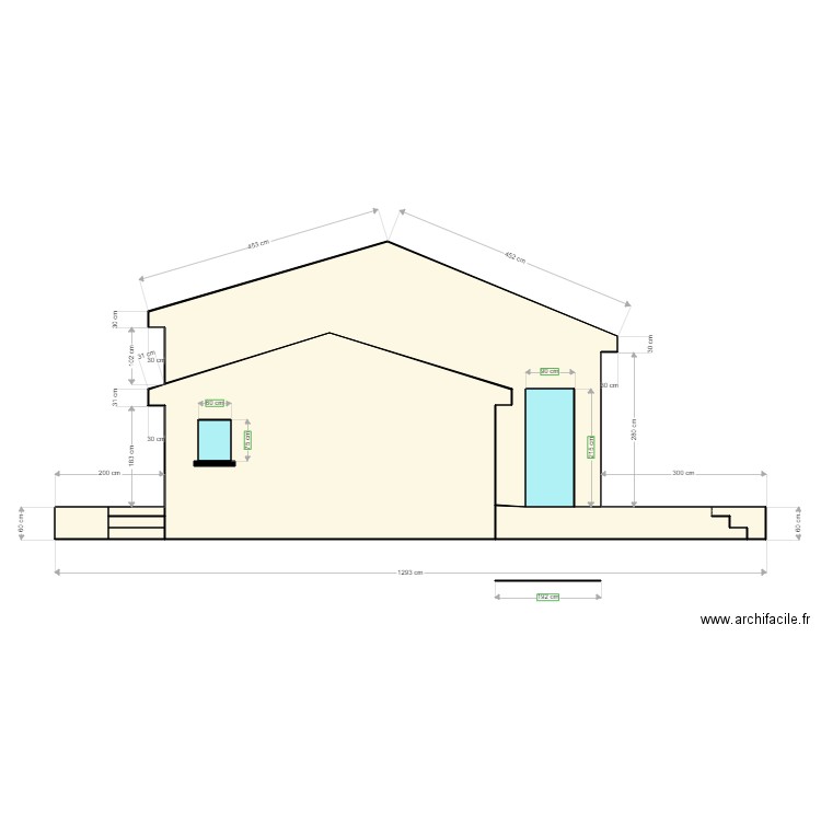 plan de  facades ouest. Plan de 0 pièce et 0 m2