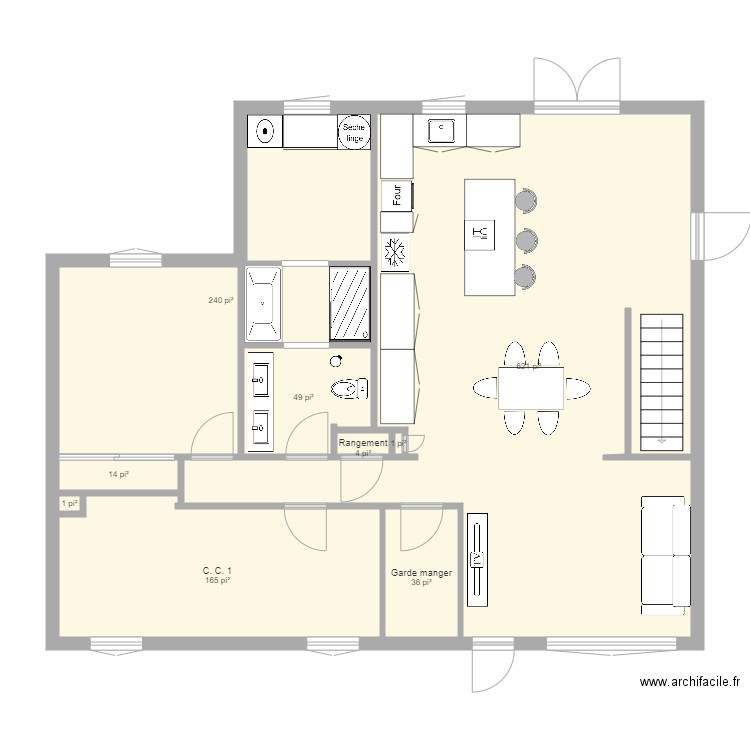 Maison avec extension V1. Plan de 0 pièce et 0 m2