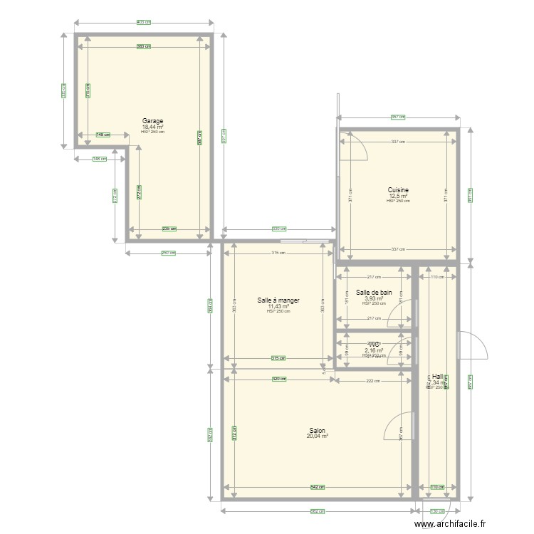 Plan de maison. Plan de 7 pièces et 76 m2