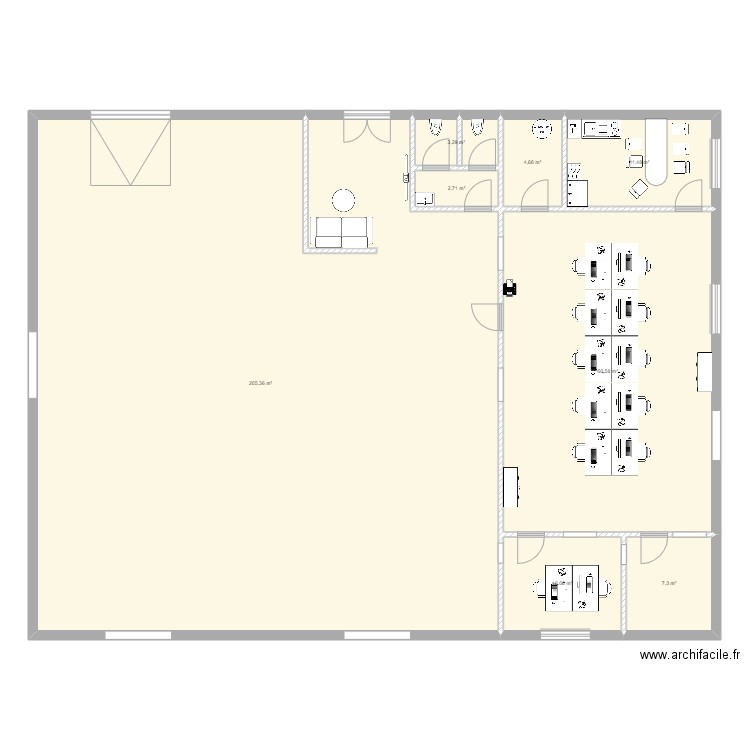 BUREAU atelier V2. Plan de 8 pièces et 305 m2