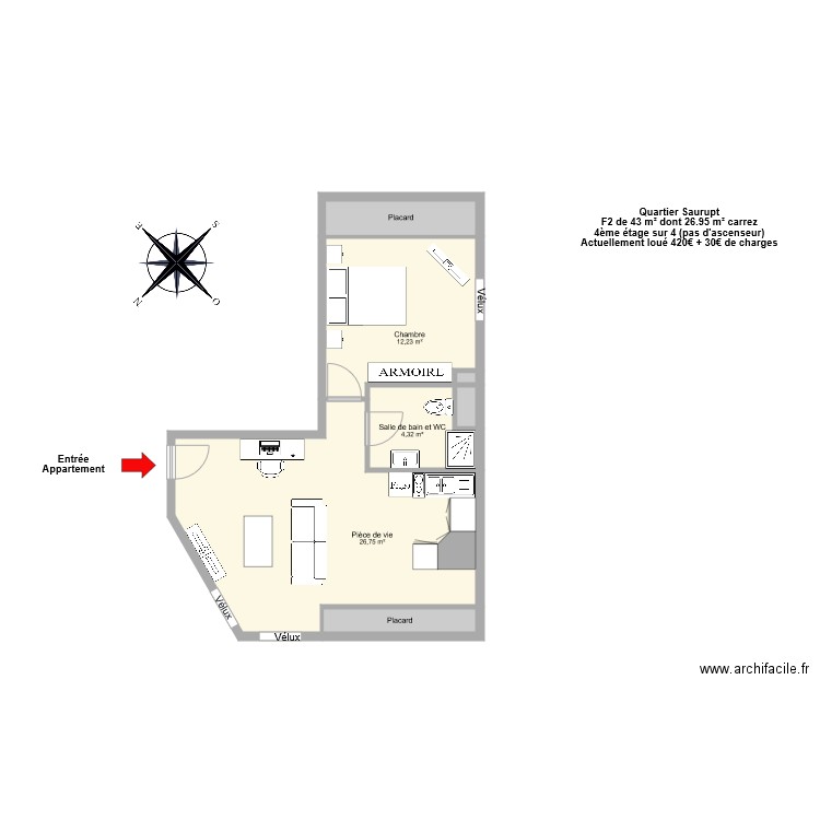 SCI GUENIN Saurupt F2. Plan de 7 pièces et 49 m2