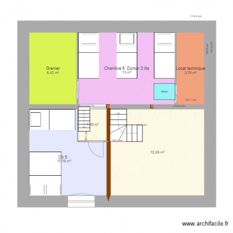 chambre mezzanine V60 du 5 sept . Plan de 0 pièce et 0 m2