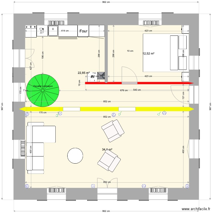 1er étage pour Emplacement escalier. Plan de 0 pièce et 0 m2