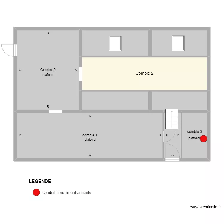 cordeau comble. Plan de 