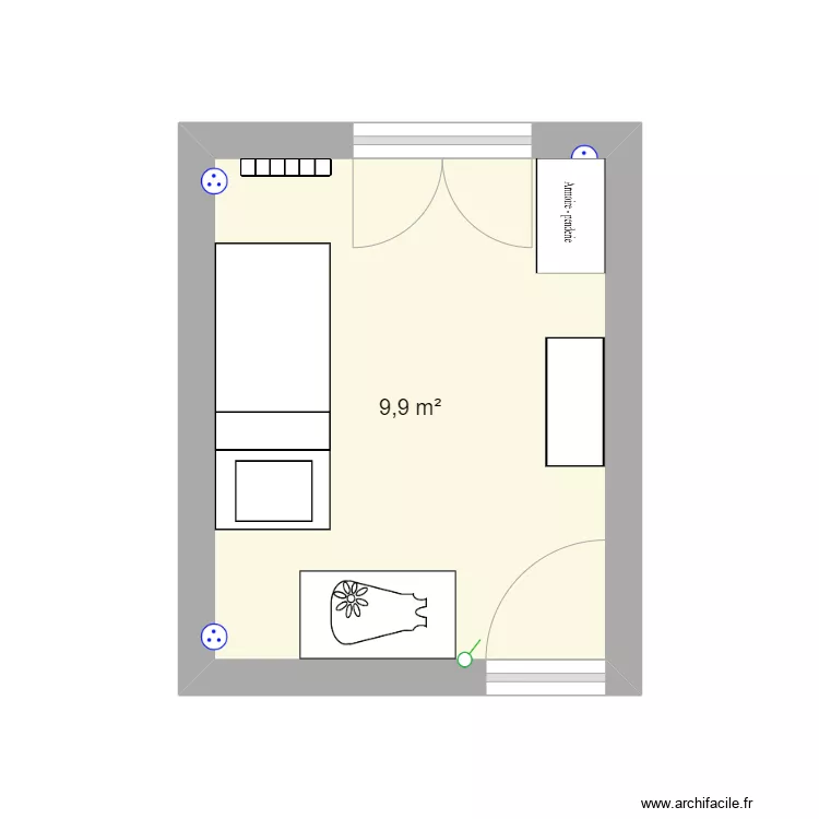 Chambre RDC. Plan de 