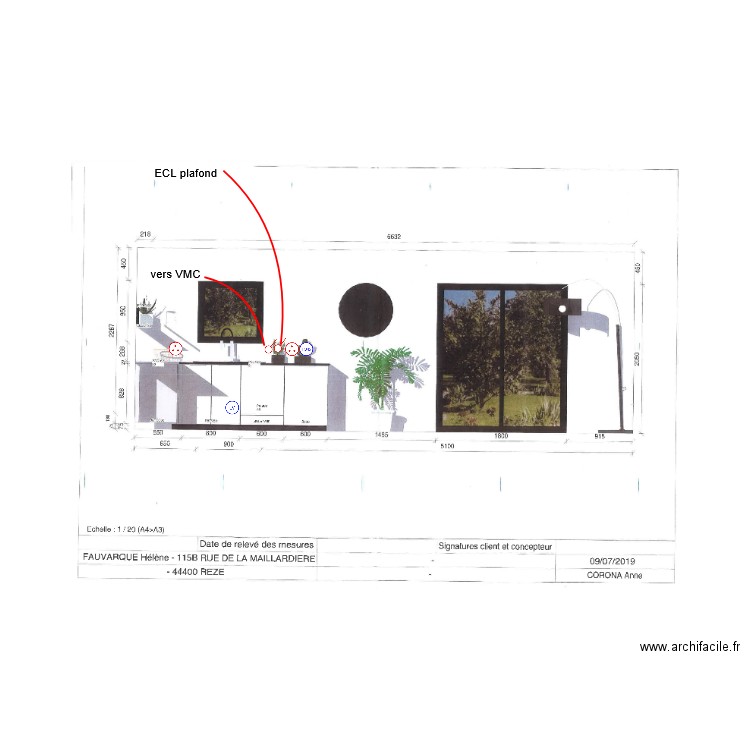 plan elec cuisine fauvarque. Plan de 0 pièce et 0 m2