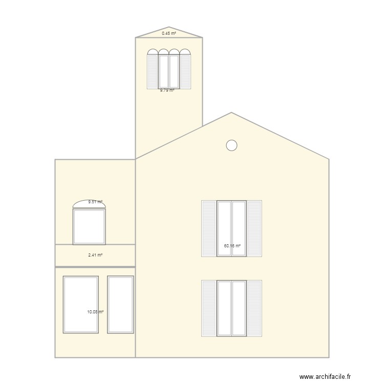 PLAN DE FACADE SUD projeté menuiserie 2021. Plan de 0 pièce et 0 m2