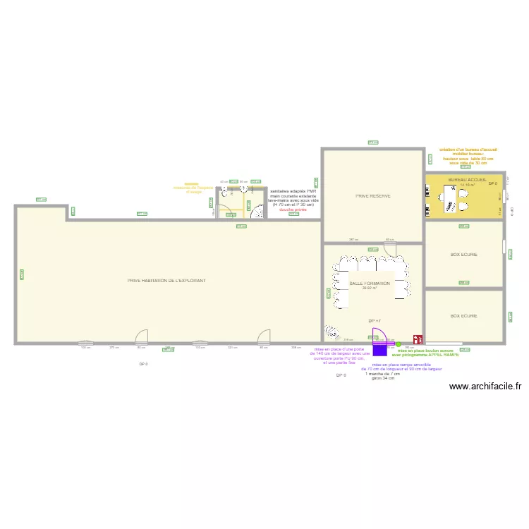 SALLE FORMATION APRES TRAVAUX. Plan de 