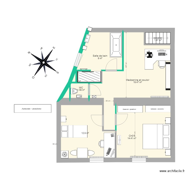 Etage 1 09 juin 2019. Plan de 0 pièce et 0 m2