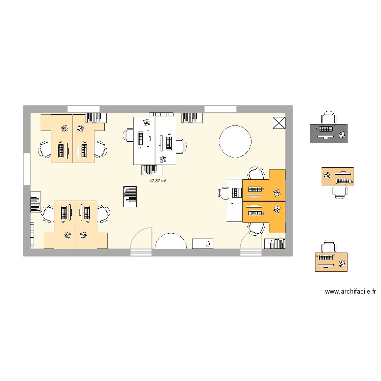 Bureau Cetim 2. Plan de 1 pièce et 48 m2