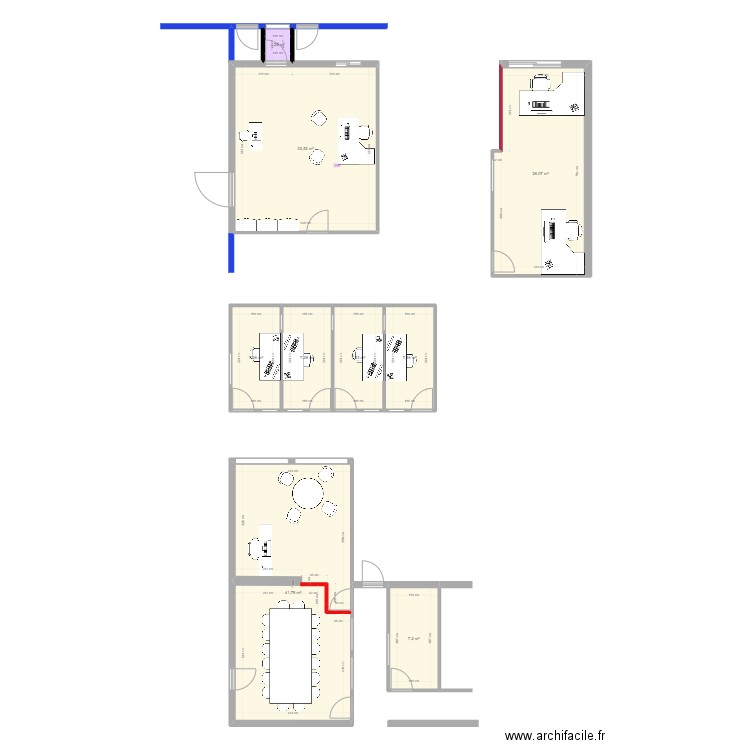 Bureau chef atelier. Plan de 9 pièces et 139 m2