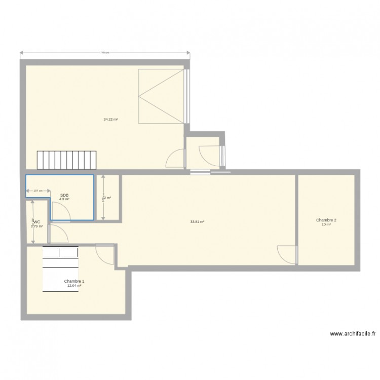 Plan maison en L. Plan de 0 pièce et 0 m2