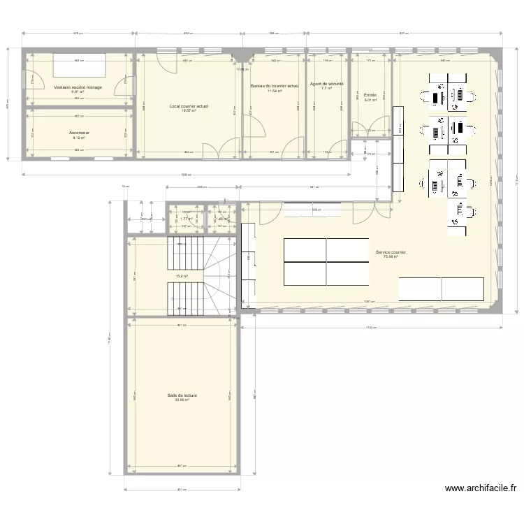 RDC Service courrier. Plan de RDC Service courrier. Plan de