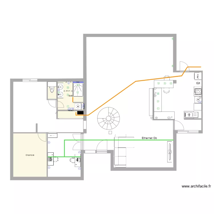 salle de bain. Plan de 