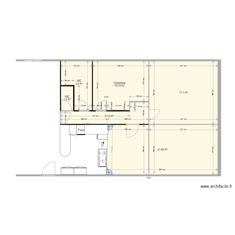 azze. Plan de 6 pièces et 60 m2