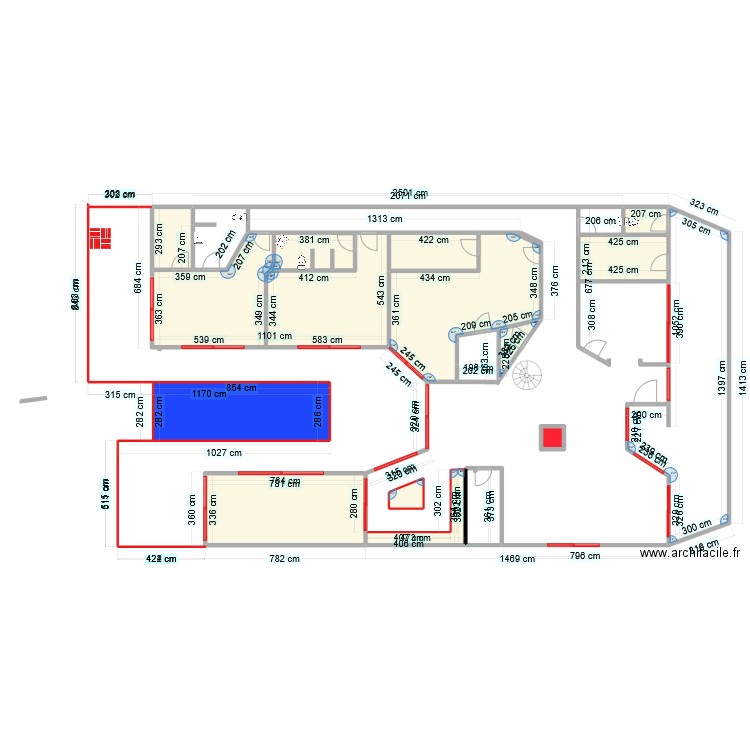 ma 1. Plan de 15 pièces et 215 m2
