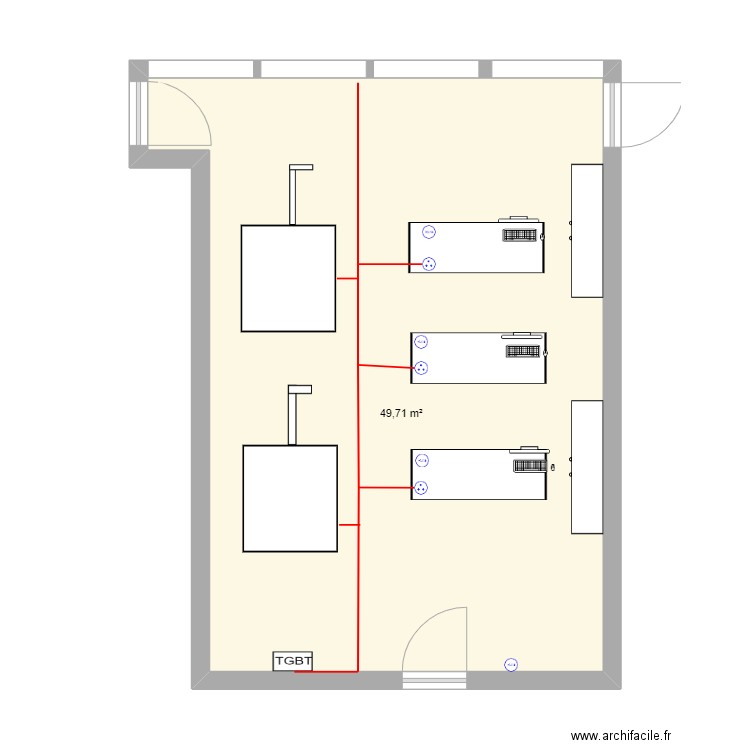 salle 125_. Plan de 1 pièce et 50 m2
