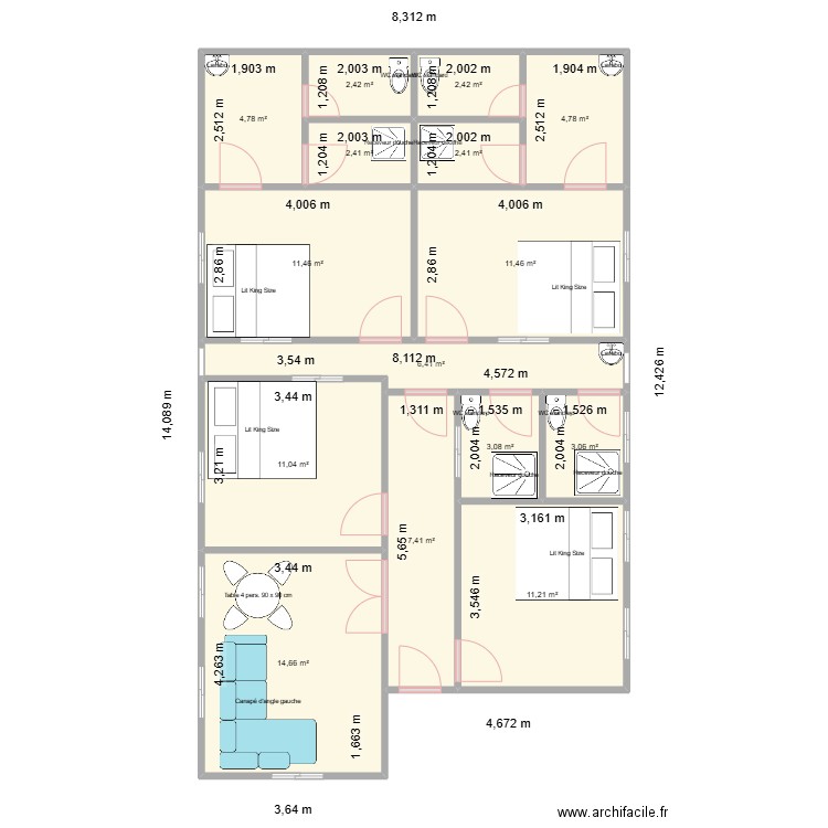 PLAN YANCOUBA. Plan de 15 pièces et 99 m2