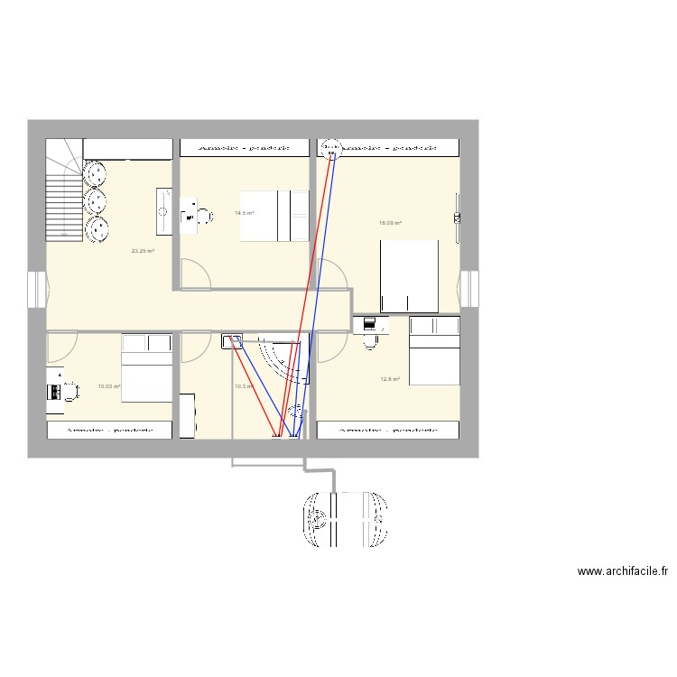 Etage Maison Onard plomberie. Plan de 0 pièce et 0 m2