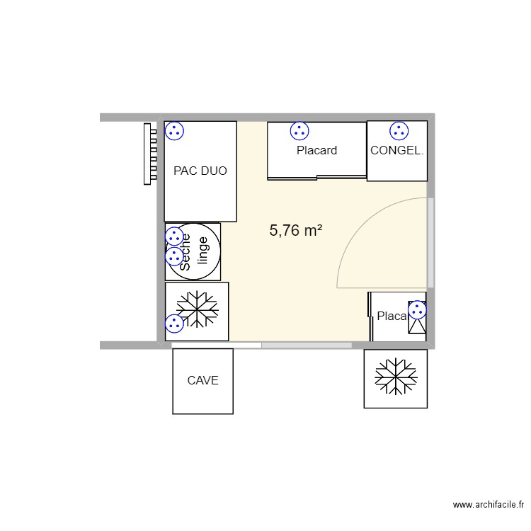 2022 03 31 Cellier v4. Plan de 1 pièce et 6 m2