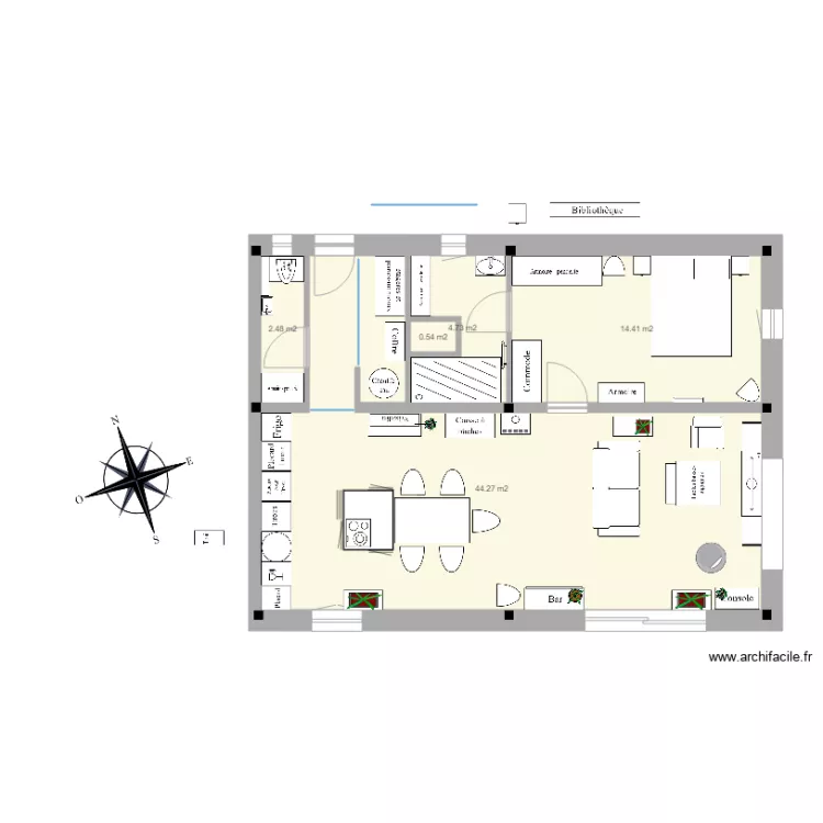 PG appart plain pied suite P pignon est 1. Plan de 