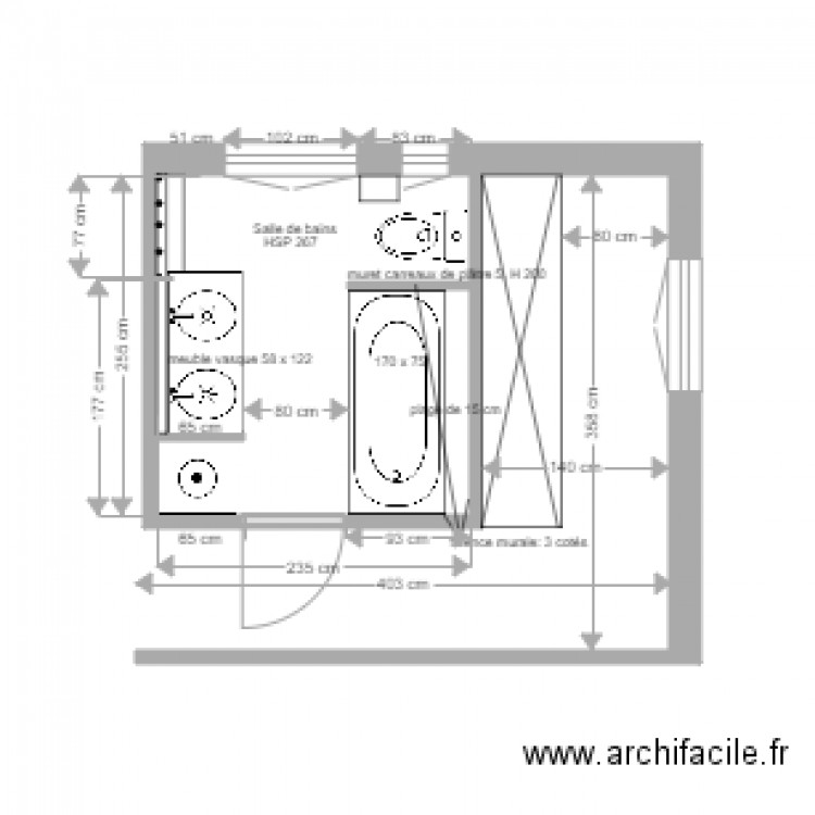 Projet Salle de bains Asnières 3 juin 2017. Plan de 0 pièce et 0 m2