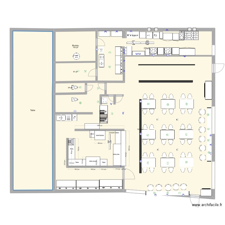 La SHOP et Poke et Ramen-moi. Plan de 6 pièces et 233 m2