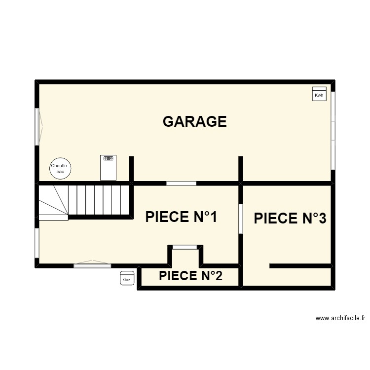 GRELLIER RDC BAS. Plan de 5 pièces et 40 m2