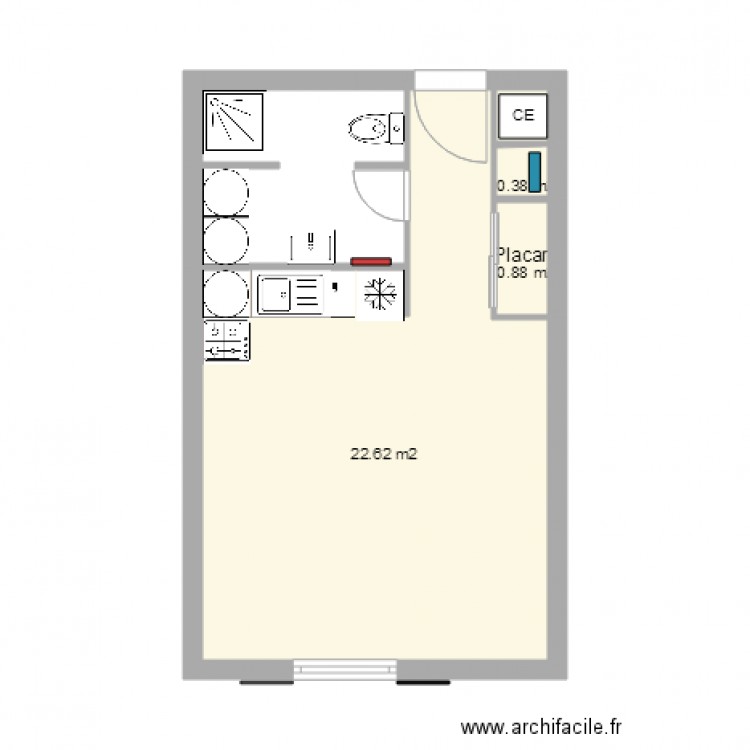 Appart 16A en studio de 28m2. Plan de 0 pièce et 0 m2