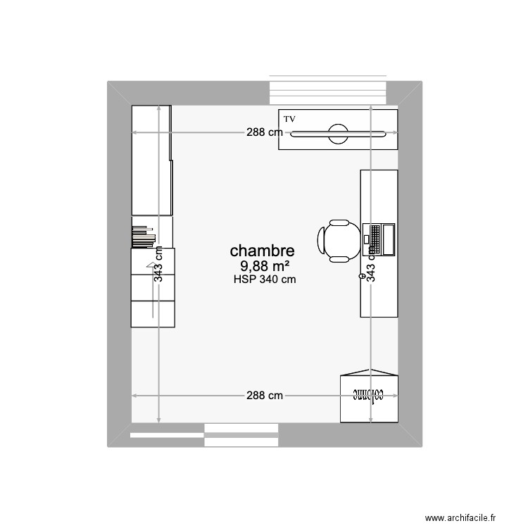 Chambre Nael. Plan de 1 pièce et 10 m2