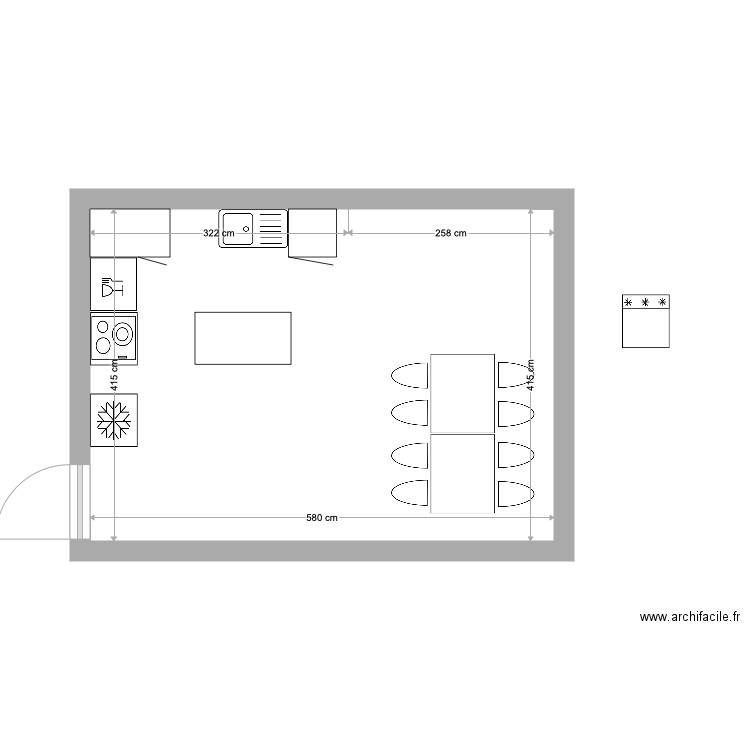 cuisine 2. Plan de 1 pièce et 24 m2