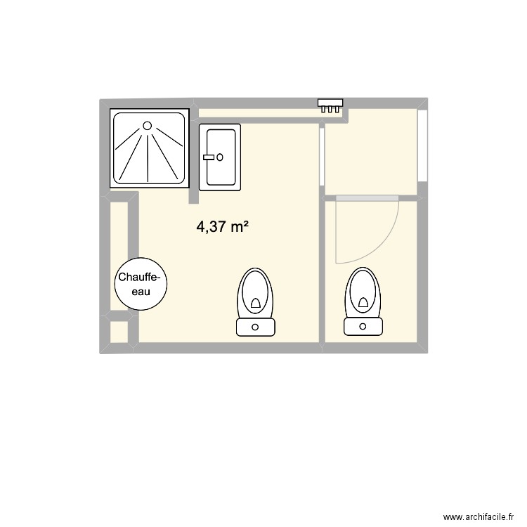 Luz - Sdb RDC plan 2. Plan de 5 pièces et 7 m2