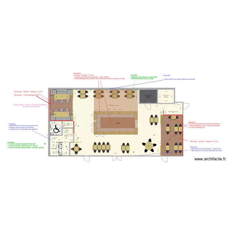 Descriptif travaux Caf&eacute; B&ocirc;em Craponne . Plan de 
