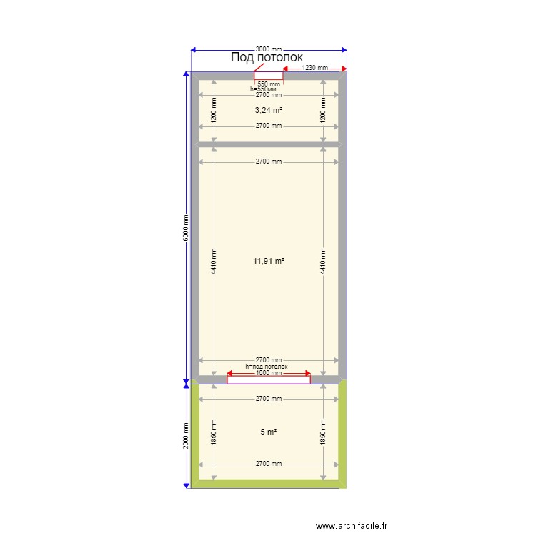 18 krum OV 05 09. Plan de 3 pièces et 20 m2